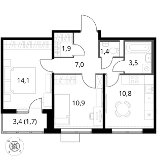 Квартира 2-комн. квартира, 51.3 м² ЖК «1-й Шереметьевский» Фото 1 Квартира 2-комн. квартира, 51.3 м² ЖК «1-й Шереметьевский» Фото 1