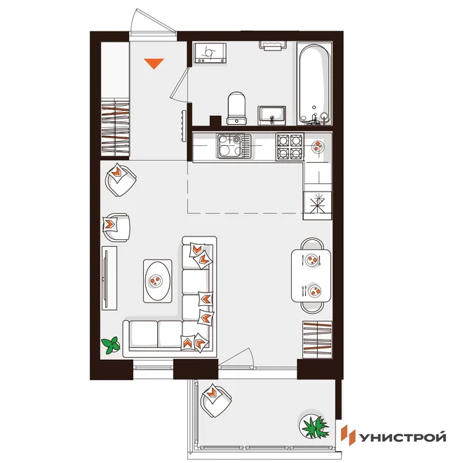 Планировка 1-комн. квартира, 31.84 м² ЖК «Лисино» Планировка 1-комн. квартира, 31.84 м² ЖК «Лисино»
