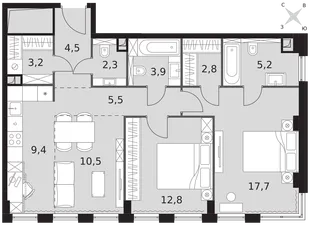 Квартира 2-комн. квартира, 77.8 м² ЖК «Sydney City» Фото 1