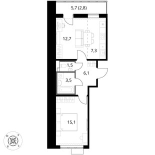 Квартира 2-комн. квартира, 49 м² ЖК «1-й Шереметьевский» Фото 1 Квартира 2-комн. квартира, 49 м² ЖК «1-й Шереметьевский» Фото 1