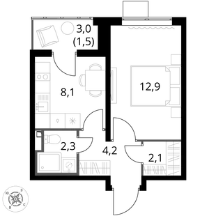Квартира 1-комн. квартира, 31.1 м² ЖК «1-й Донской» Фото 1 Квартира 1-комн. квартира, 31.1 м² ЖК «1-й Донской» Фото 1