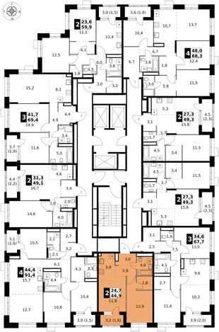 Квартира 2-комн. квартира, 44.9 м² ЖК «1-й Саларьевский» Фото 2 Квартира 2-комн. квартира, 44.9 м² ЖК «1-й Саларьевский» Фото 2