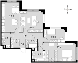 Квартира 3-комн. квартира, 91.2 м² ЖК «Sydney City» Фото 1 Квартира 3-комн. квартира, 91.2 м² ЖК «Sydney City» Фото 1