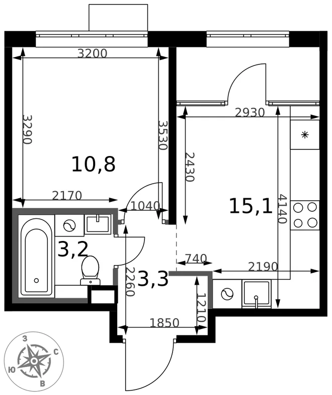 Планировка 1-комн. квартира, 32.4 м² ЖК «1-й Химкинский» Планировка 1-комн. квартира, 32.4 м² ЖК «1-й Химкинский»