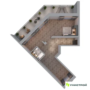 Планировка 1-комн. квартира, 100.83 м² ЖК «Statum»