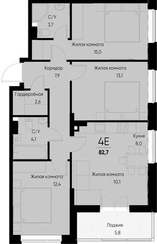 Планировка 4-комн. квартира, 82.7 м² ЖК «Васильевский остров»