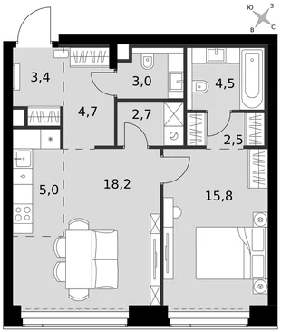 Квартира 2-комн. квартира, 59.8 м² ЖК «Amber Сity» Фото 1 Квартира 2-комн. квартира, 59.8 м² ЖК «Amber Сity» Фото 1