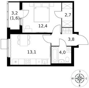 Квартира 1-комн. квартира, 37.6 м² ЖК «1-й Ясеневский» Фото 1 Квартира 1-комн. квартира, 37.6 м² ЖК «1-й Ясеневский» Фото 1