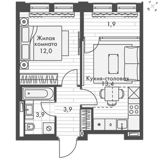 Квартира 1-комн. квартира, 35.1 м² ЖК «Философия» Фото 1 Квартира 1-комн. квартира, 35.1 м² ЖК «Философия» Фото 1