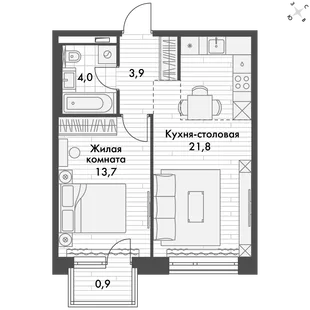 Квартира 2-комн. квартира, 44.2 м² ЖК «Философия» Фото 1 Квартира 2-комн. квартира, 44.2 м² ЖК «Философия» Фото 1