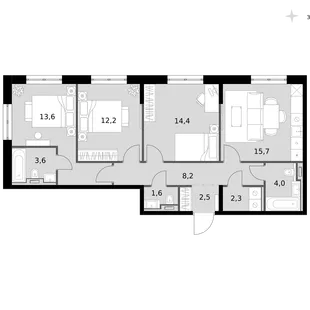 Квартира 3-комн. квартира, 78.1 м² ЖК «Фриссон» Фото 1 Квартира 3-комн. квартира, 78.1 м² ЖК «Фриссон» Фото 1