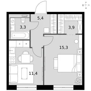 Квартира 1-комн. квартира, 39.3 м² ЖК «Фриссон» Фото 1 Квартира 1-комн. квартира, 39.3 м² ЖК «Фриссон» Фото 1