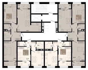 Квартира 2-комн. квартира, 78.4 м² ЖК «Хозяин морей» Фото 1