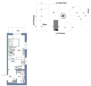 Планировка Студия, 30.23 м² ЖК «Остров-сад»