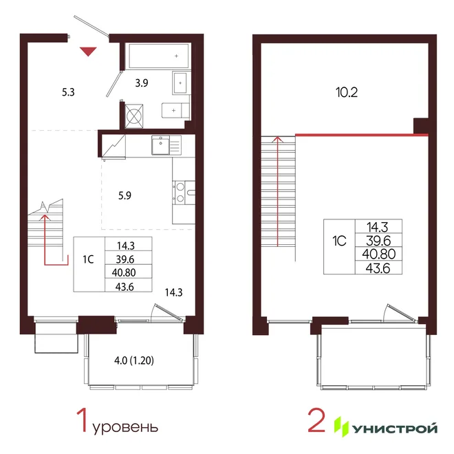 Планировка 1-комн. квартира, 40.8 м² ЖК «Лисино» Планировка 1-комн. квартира, 40.8 м² ЖК «Лисино»
