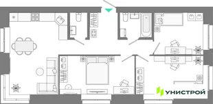 Планировка 3-комн. квартира, 73.67 м² ЖК «Лето»