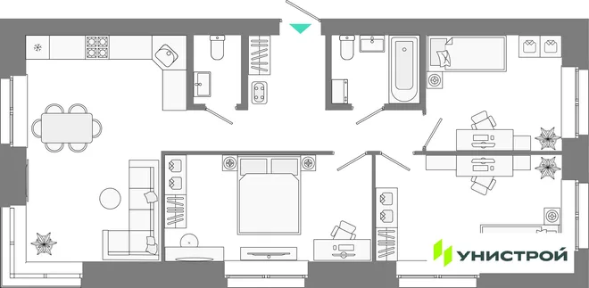 Планировка 3-комн. квартира, 73.67 м² ЖК «Лето» Планировка 3-комн. квартира, 73.67 м² ЖК «Лето»