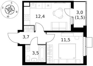 Квартира 1-комн. квартира, 32.6 м² ЖК «1-й Ясеневский» Фото 1