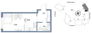 Планировка Студия, 30.85 м² ЖК «Сибирский сад»