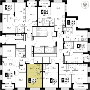 Квартира Студия, 26.4 м² ЖК «1-й Саларьевский» Фото 2 Квартира Студия, 26.4 м² ЖК «1-й Саларьевский» Фото 2