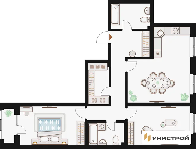 Планировка 2-комн. квартира, 90.98 м² ЖК «Жилой кластер Q на Кулагина» Планировка 2-комн. квартира, 90.98 м² ЖК «Жилой кластер Q на Кулагина»
