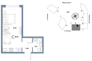 Планировка Студия, 28.05 м² ЖК «Сибирский сад»
