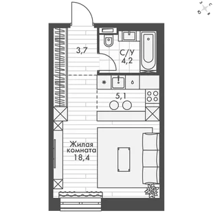 Квартира Студия, 31.4 м² ЖК «Философия» Фото 1