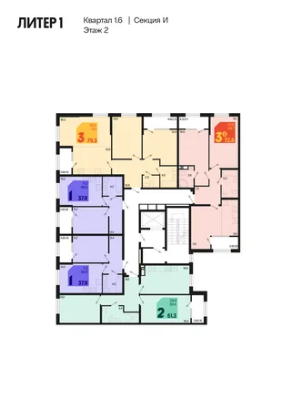 Квартира 3-комн. квартира, 76.5 м² ЖК «Первое место» Фото 1 Квартира 3-комн. квартира, 76.5 м² ЖК «Первое место» Фото 1