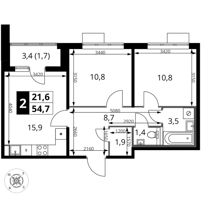 Планировка 2-комн. квартира, 54.7 м² ЖК «1-й Шереметьевский» Планировка 2-комн. квартира, 54.7 м² ЖК «1-й Шереметьевский»