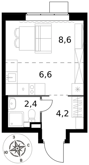 Квартира Студия, 21.8 м² ЖК «1-й Химкинский» Фото 1