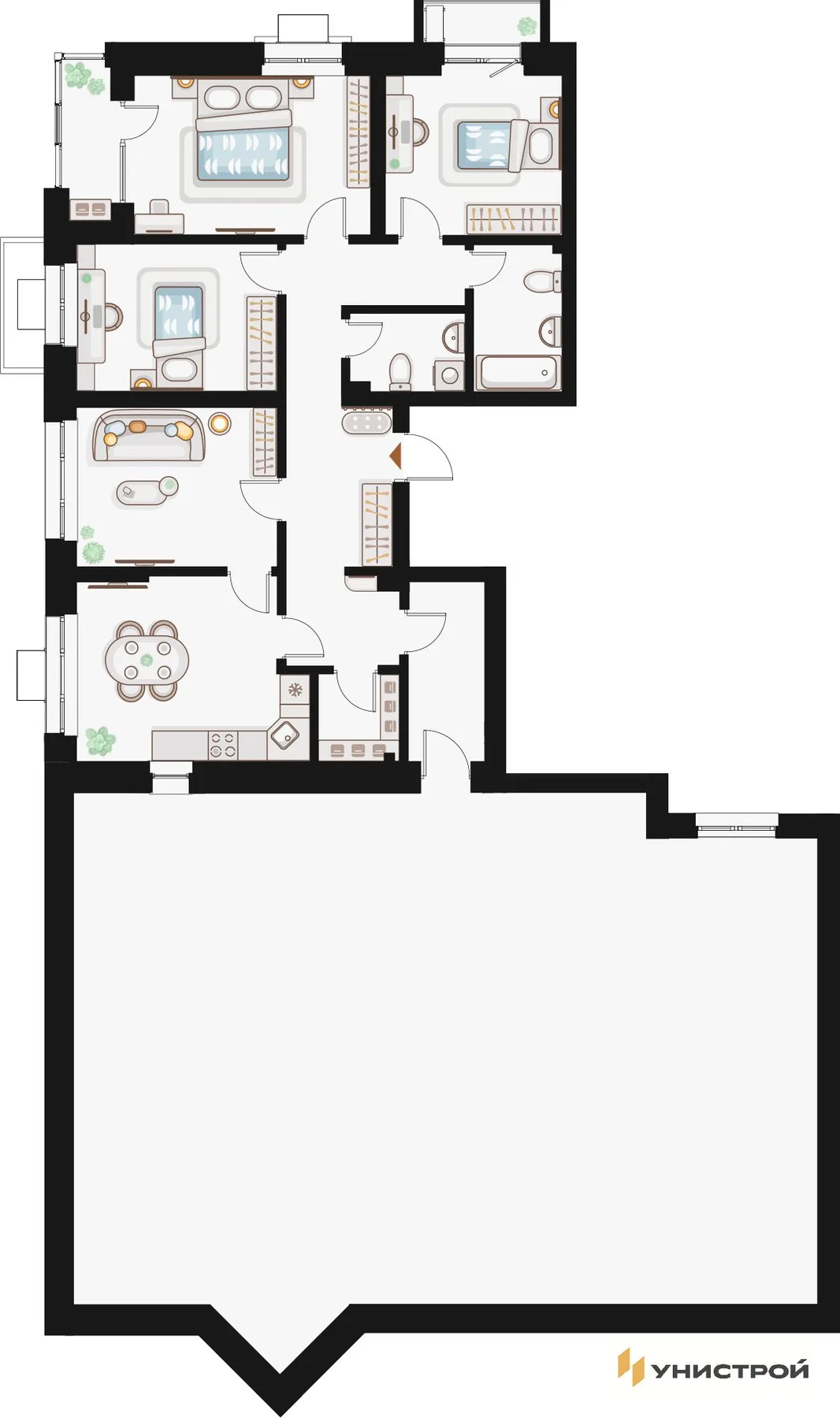 Планировка 4-комн. квартира, 151.8 м² ЖК «Жилой кластер Q на Кулагина»