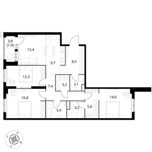 Квартира 4-комн. квартира, 105.3 м² ЖК «1-й Измайловский» Фото 1