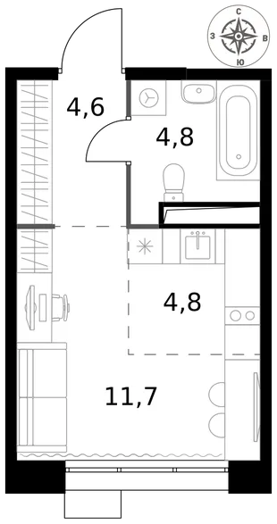 Квартира Студия, 25.9 м² ЖК «1-й Саларьевский» Фото 1 Квартира Студия, 25.9 м² ЖК «1-й Саларьевский» Фото 1