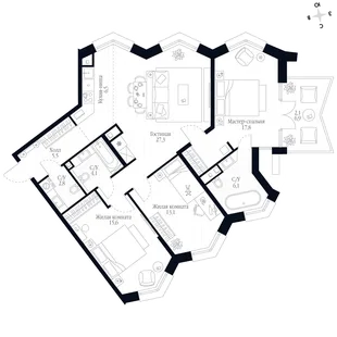 Квартира 4-комн. квартира, 100.9 м² ЖК «Фордевинд» Фото 1 Квартира 4-комн. квартира, 100.9 м² ЖК «Фордевинд» Фото 1