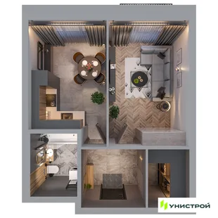 Планировка 1-комн. квартира, 37.78 м² ЖК «Statum»