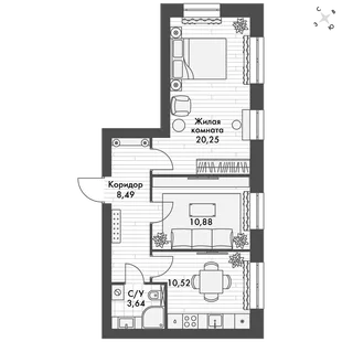 Квартира 2-комн. квартира, 53.7 м² ЖК «ФоРест» Фото 1 Квартира 2-комн. квартира, 53.7 м² ЖК «ФоРест» Фото 1