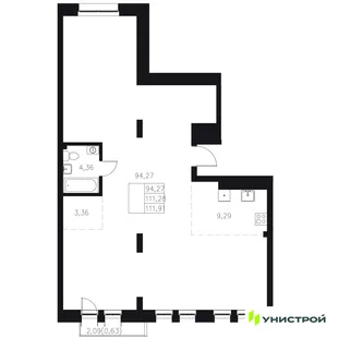 Планировка 1-комн. квартира, 111.91 м² ЖК «Statum»