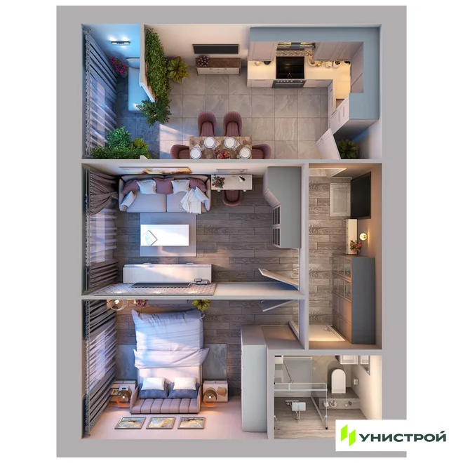 Планировка 2-комн. квартира, 51.27 м² ЖК «Весна-2» Планировка 2-комн. квартира, 51.27 м² ЖК «Весна-2»