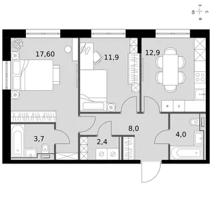 Квартира 2-комн. квартира, 60.5 м² ЖК «Фриссон» Фото 1 Квартира 2-комн. квартира, 60.5 м² ЖК «Фриссон» Фото 1