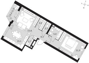 Квартира 2-комн. квартира, 72 м² ЖК «Архитектор» Фото 1 Квартира 2-комн. квартира, 72 м² ЖК «Архитектор» Фото 1