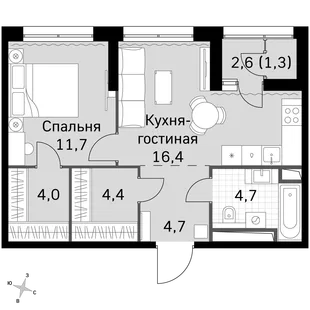 Квартира 1-комн. квартира, 47.2 м² ЖК «Sky Garden» Фото 1 Квартира 1-комн. квартира, 47.2 м² ЖК «Sky Garden» Фото 1