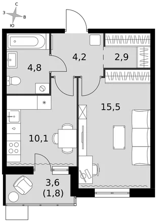 Квартира 1-комн. квартира, 39.3 м² ЖК «Олимп» Фото 1 Квартира 1-комн. квартира, 39.3 м² ЖК «Олимп» Фото 1