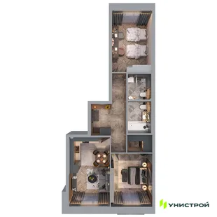 Планировка 2-комн. квартира, 64.16 м² ЖК «Statum»