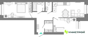 Планировка 2-комн. квартира, 62.19 м² ЖК «Лето»