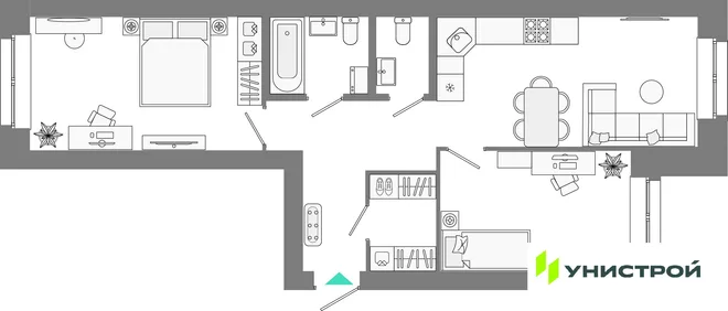 Планировка 2-комн. квартира, 62.19 м² ЖК «Лето» Планировка 2-комн. квартира, 62.19 м² ЖК «Лето»