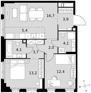 Квартира 3-комн. квартира, 65.5 м² ЖК «Sydney City» Фото 1 Квартира 3-комн. квартира, 65.5 м² ЖК «Sydney City» Фото 1