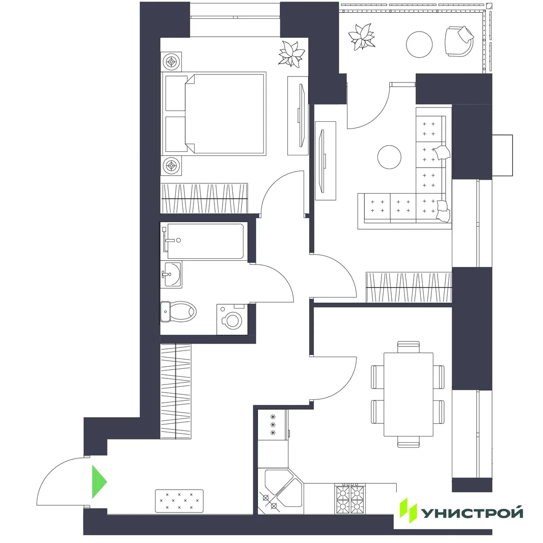 Планировка 2-комн. квартира, 50.3 м² ЖК «Царёво City»