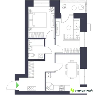 Планировка 2-комн. квартира, 50.3 м² ЖК «Царёво City»
