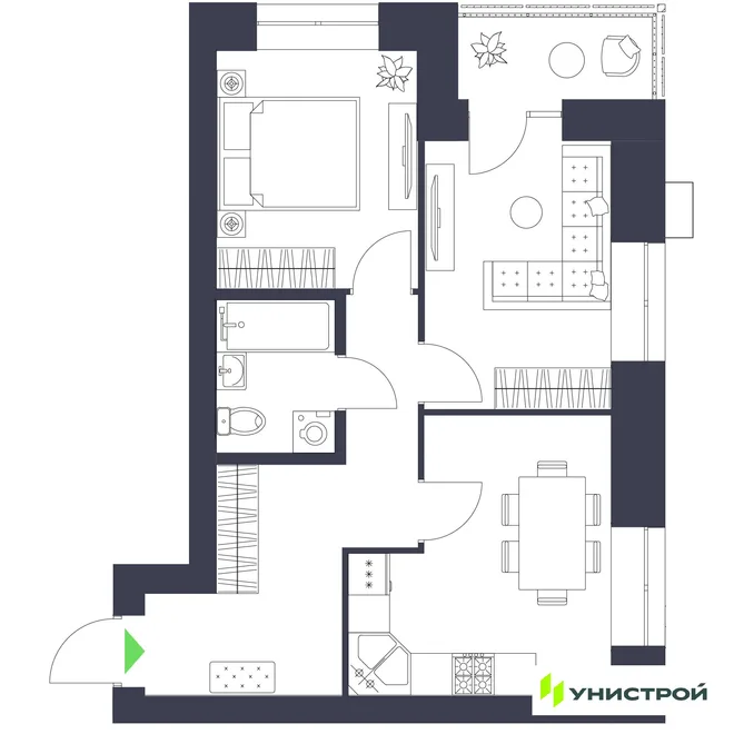 Планировка 2-комн. квартира, 50.3 м² ЖК «Царёво City» Планировка 2-комн. квартира, 50.3 м² ЖК «Царёво City»