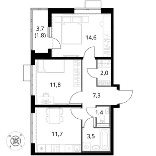 Квартира 2-комн. квартира, 54.1 м² ЖК «1-й Шереметьевский» Фото 1 Квартира 2-комн. квартира, 54.1 м² ЖК «1-й Шереметьевский» Фото 1